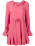 Twin-set Ruffle Drawstring Waist Dress - Pink & Purple