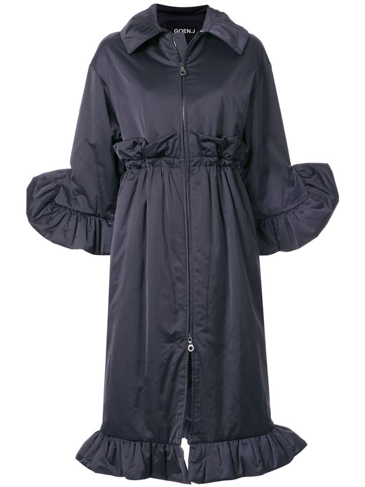 Goen.j Sculptural Ruffled Padded Coat - Blue