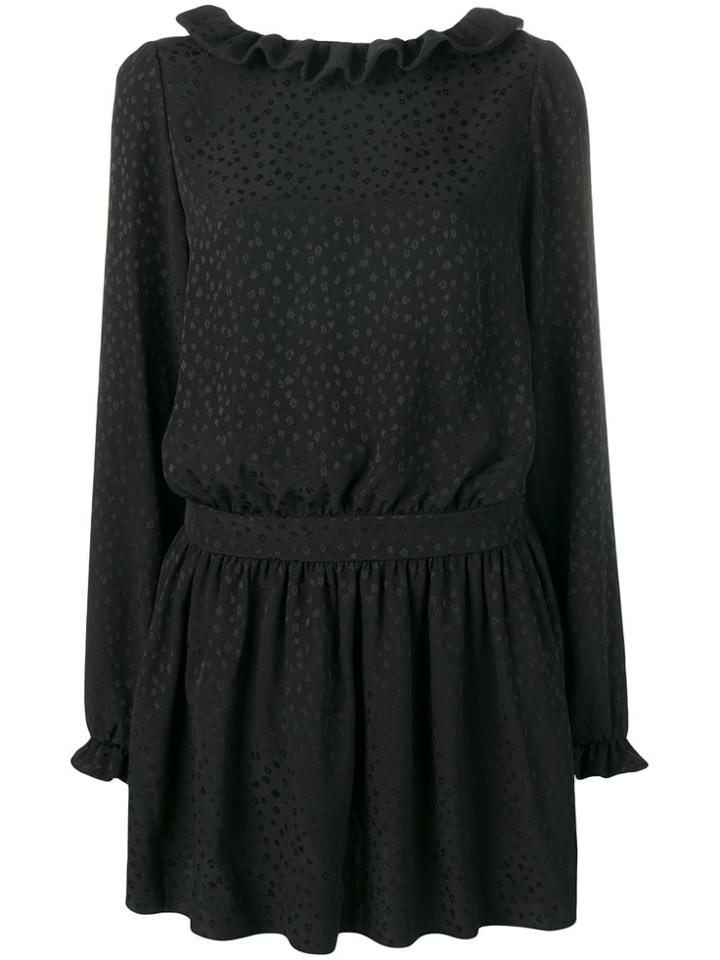 Saint Laurent Flocked Mini Dress - Black