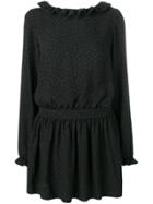 Saint Laurent Flocked Mini Dress - Black