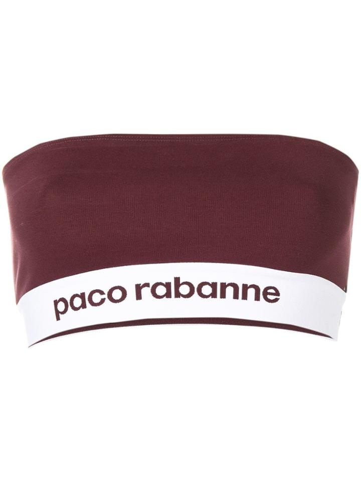 Paco Rabanne Logo Printed Tube Top - Red