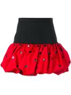 Saint Laurent Polka Dot Mini Bubble Skirt, Women's, Size: 36, Red, Silk/polyamide/wool