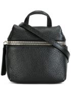 Kara Front Zipped Crossbody Bag, Women's, Black, Leather