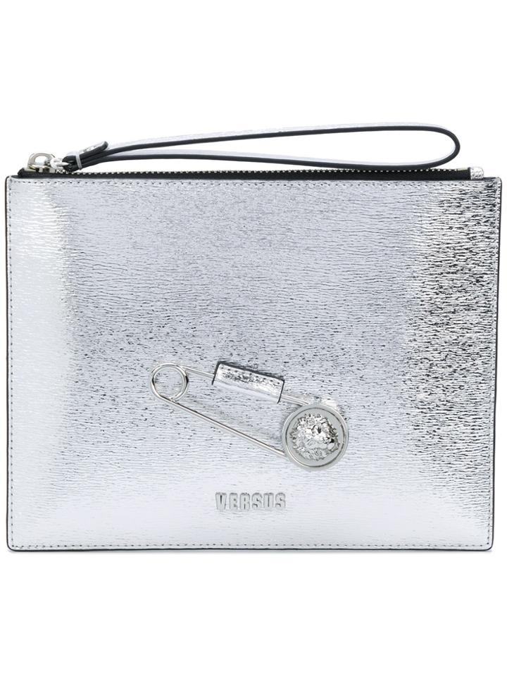 Versus Safety Pin Detail Clutch - Metallic