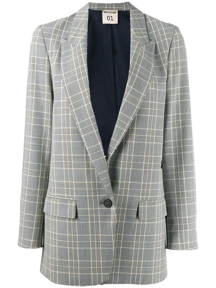 Semicouture Checked Print Blazer - Black