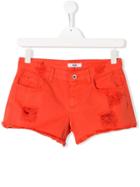 Msgm Kids Orange Denim Shorts