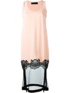 Versace Sheer Hem Dress, Women's, Size: 38, Pink/purple, Viscose/polyamide