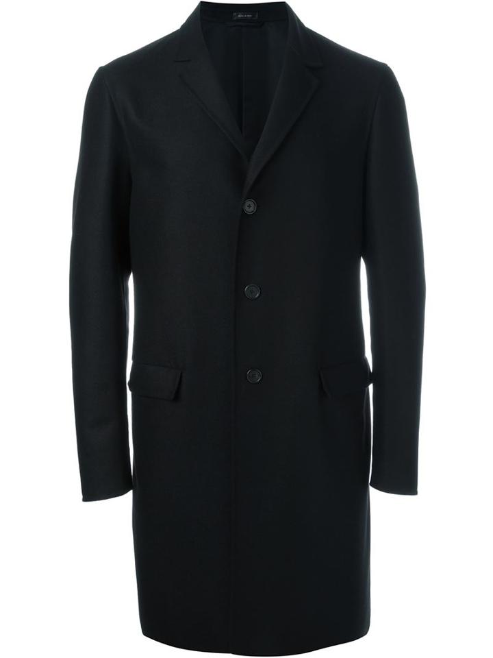 Jil Sander Single Breasted Coat, Men's, Size: 48, Black, Cupro/cashmere
