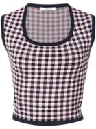 Derek Lam 10 Crosby Cropped Gingham Scoopneck Jaquard Top - Pink