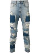 R13 Extreme Patch Leyton Jeans, Men's, Size: 33, Blue, Cotton/spandex/elastane