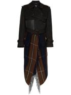 Loewe Check Blanket Layered Wool Cashmere Blend Trench Coat - Brown