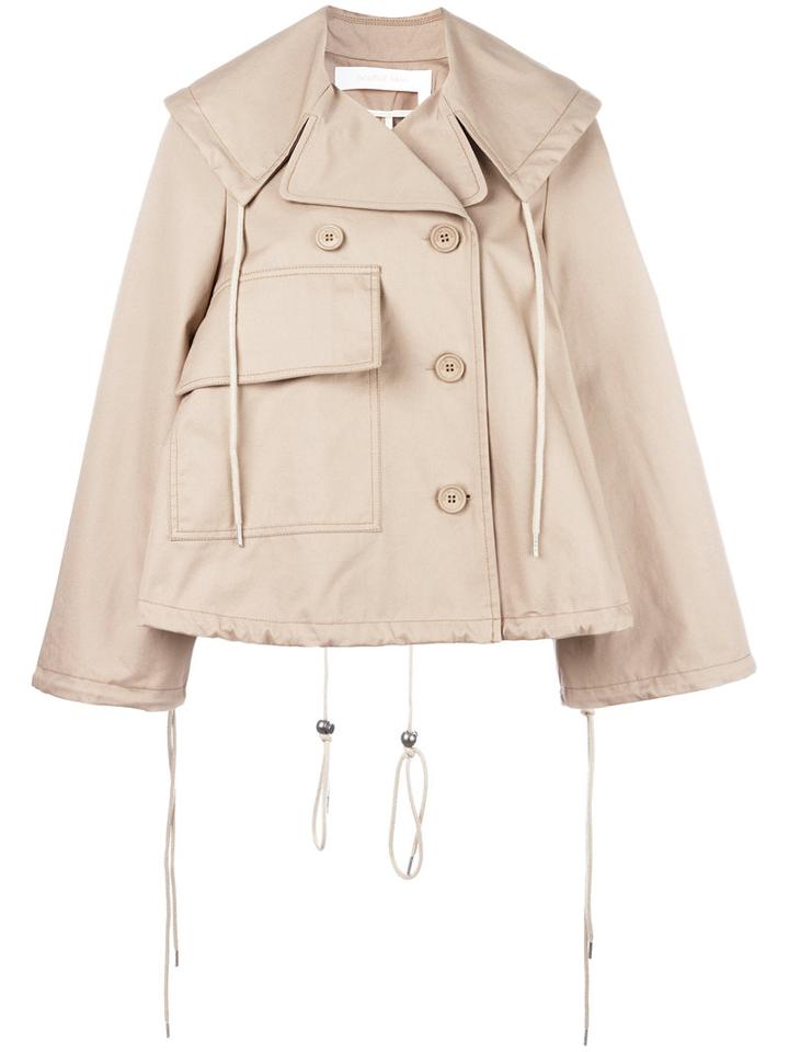 See By Chloé - Short A-line Trench Jacket - Women - Cotton - 36, Nude/neutrals, Cotton