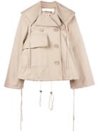 See By Chloé - Short A-line Trench Jacket - Women - Cotton - 36, Nude/neutrals, Cotton