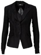 Yang Li Single Breasted Blazer, Women's, Size: 40, Black, Silk/linen/flax