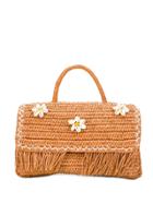 Sensi Studio Rectangular Raffia Tote Bag - Brown