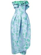 Carolina Herrera Floral Strapless Petal Gown - Blue