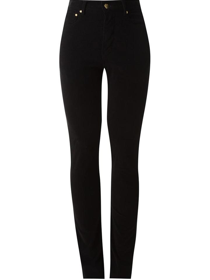 Amapô High Waist Velvet Skinny Trousers, Women's, Size: 42, Black, Cotton/spandex/elastane