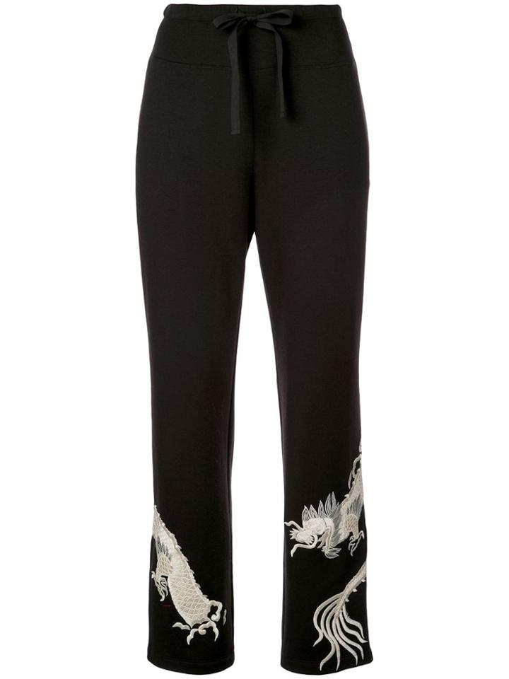 Natori Embroidered Track Pants - Black
