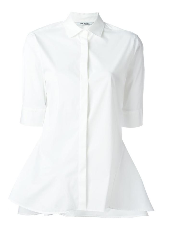 Neil Barrett Peplum Hem Shirt, Women's, Size: L, White, Cotton/spandex/elastane/polyimide