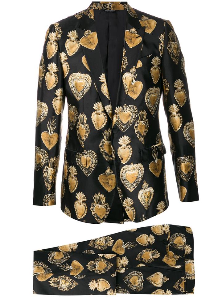 Dolce & Gabbana Sacred Heart Print Suit - Black