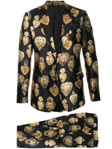 Dolce & Gabbana Sacred Heart Print Suit - Black