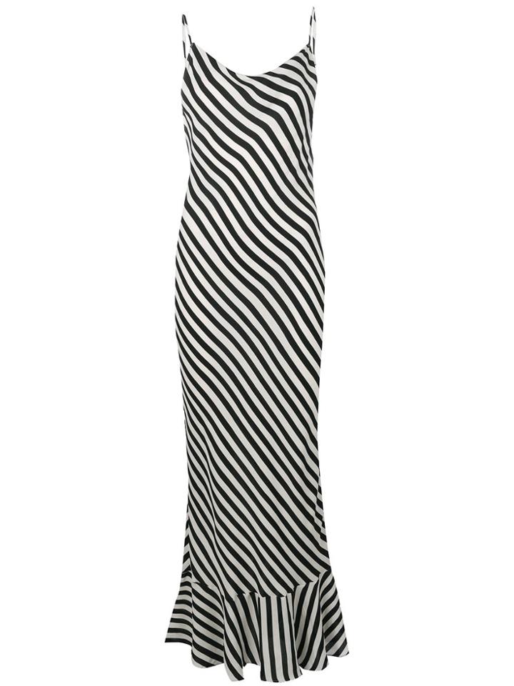 Saloni Brushstroke Long Dress - Black