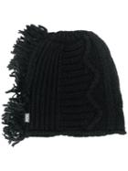 Diesel Fringed Knitted Hat - Black