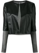 Aviù Cropped Open Jacket, Women's, Size: Large, Black, Polyamide/viscose/leather/spandex/elastane