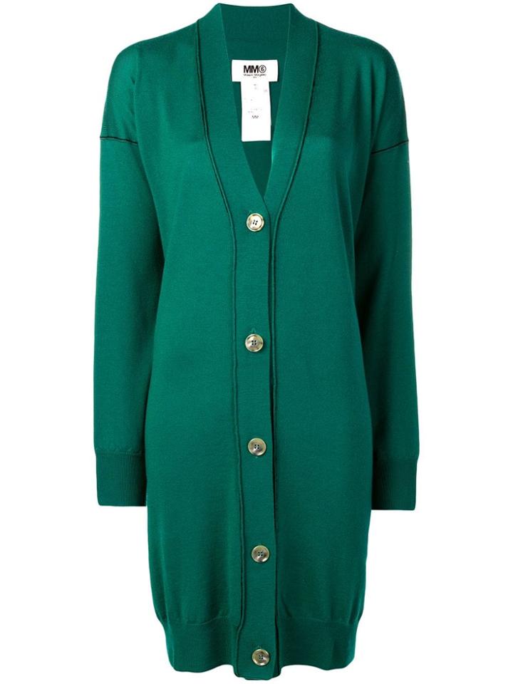 Mm6 Maison Margiela Longline Cardigan - Green