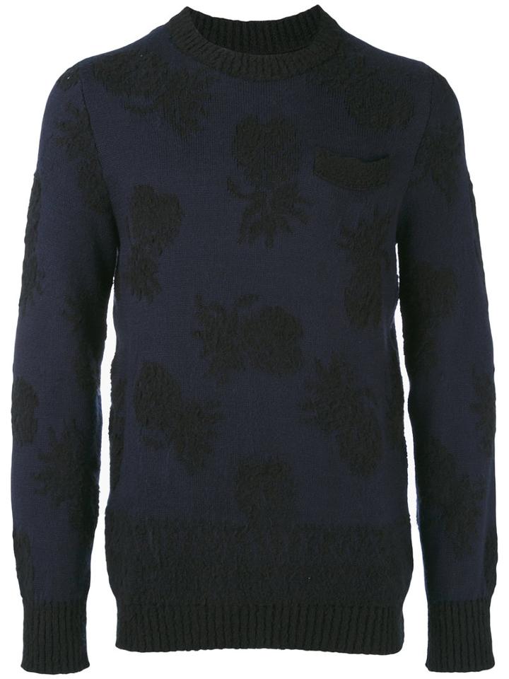 Sacai - Pineapple Intarsia Sweater - Men - Cotton - 1, Blue, Cotton