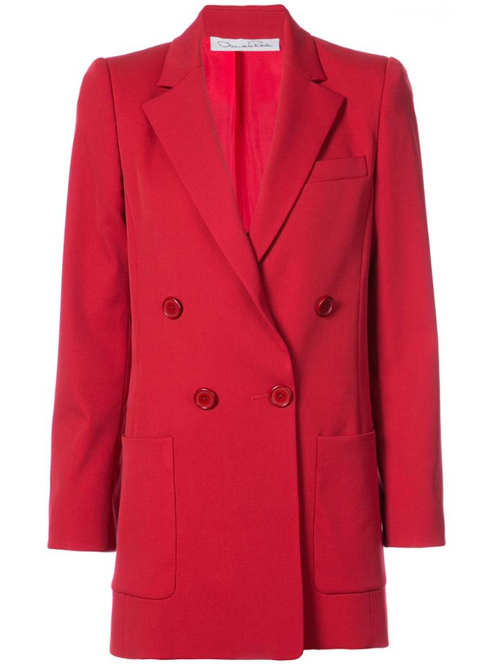 Oscar De La Renta Double Breasted Jacket - Red