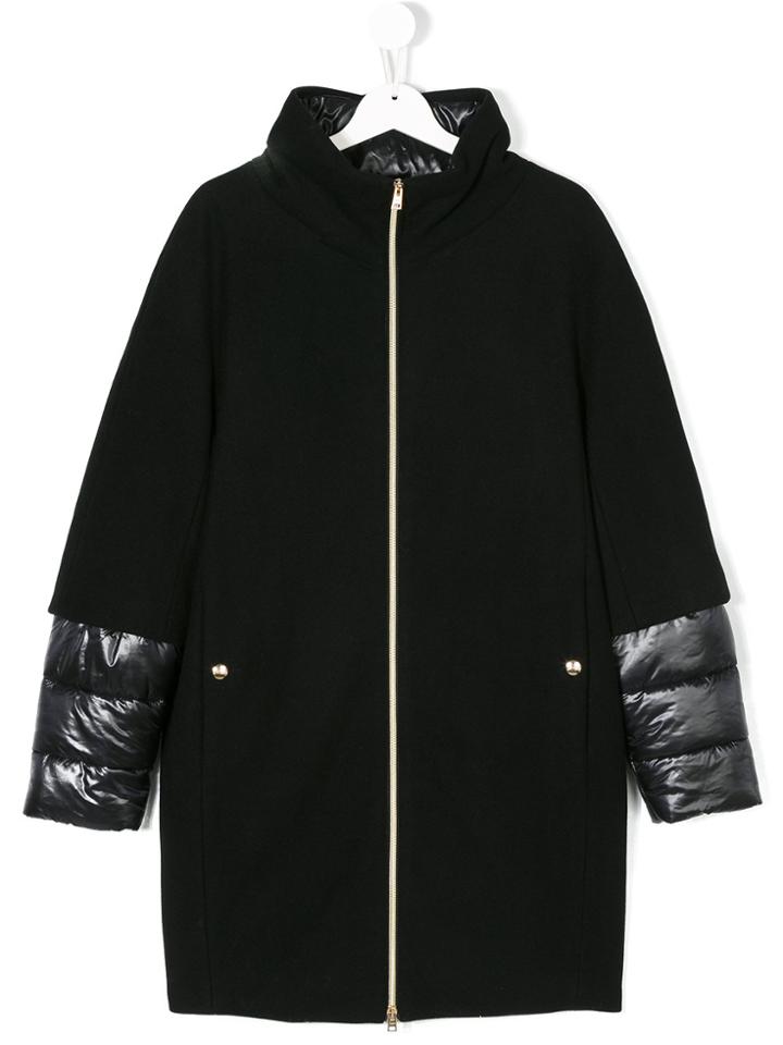 Herno Kids Layered Hooded Padded Coat - Black