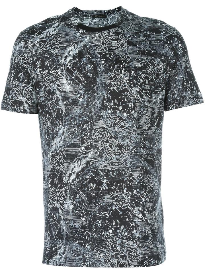 Versace Constellations Pattern T-shirt, Men's, Size: Large, Black, Cotton