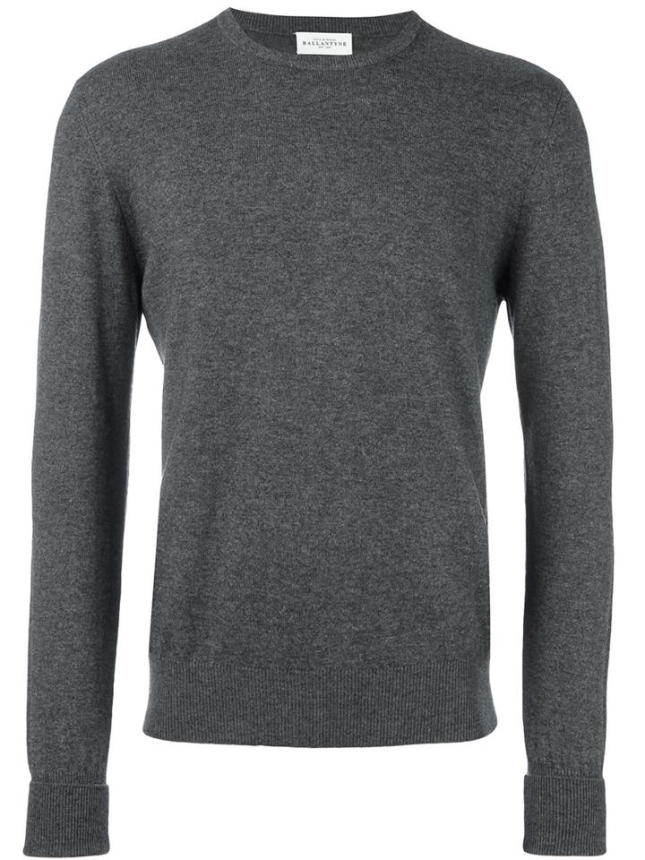 Ballantyne Crew Neck Jumper, Men's, Size: 52, Grey, Cashmere/wool
