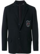 Jo No Fui Logo Patch Knit Blazer - Blue