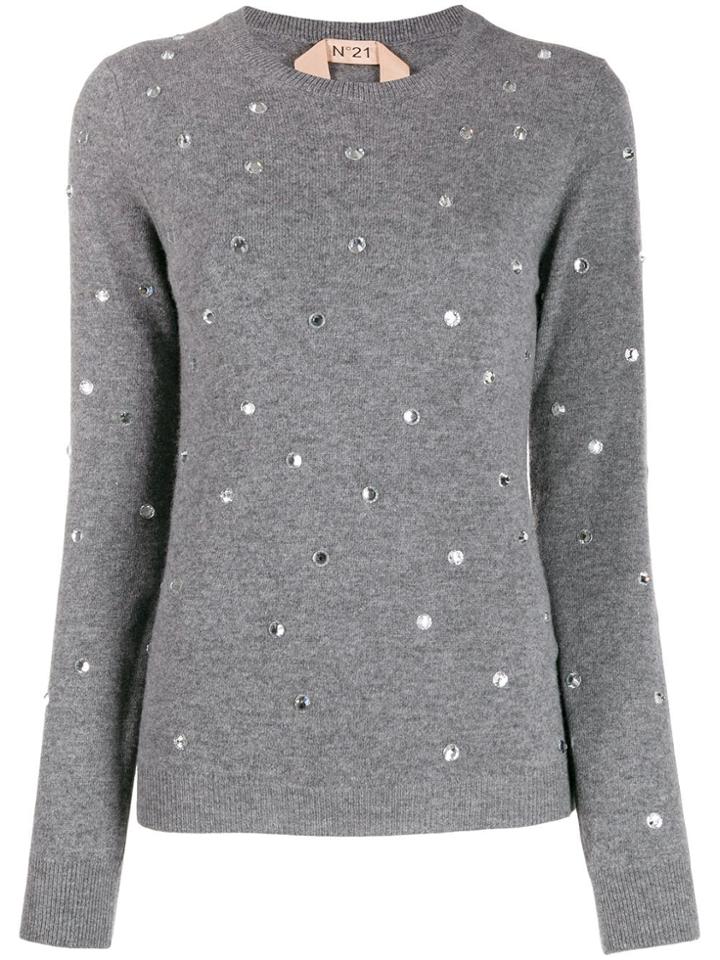 Nº21 Crystal-embellished Jumper - Grey