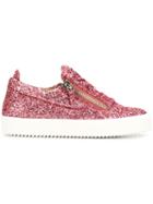 Giuseppe Zanotti Side Zip Glitter Sneakers - Pink