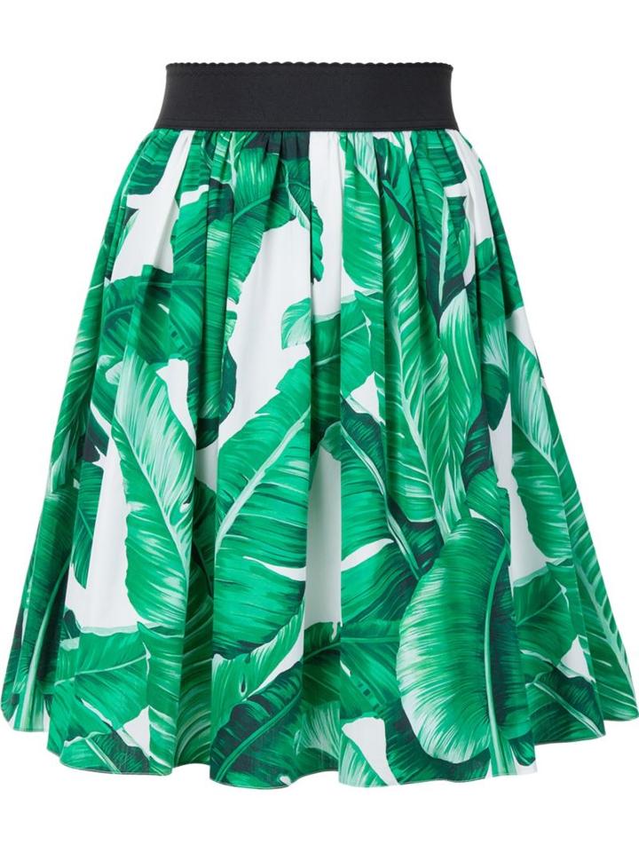 Dolce & Gabbana Leaf Print Full Skirt