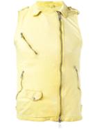 Giorgio Brato Zipped Waistcoat, Women's, Size: 42, Yellow/orange, Leather/cotton