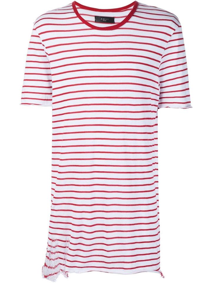 Amiri Distressed Striped T-shirt - White