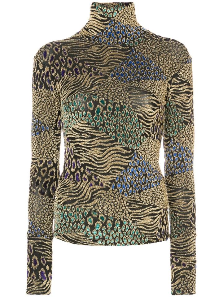 Caroline Constas Metallic Multi-print Knitted Top