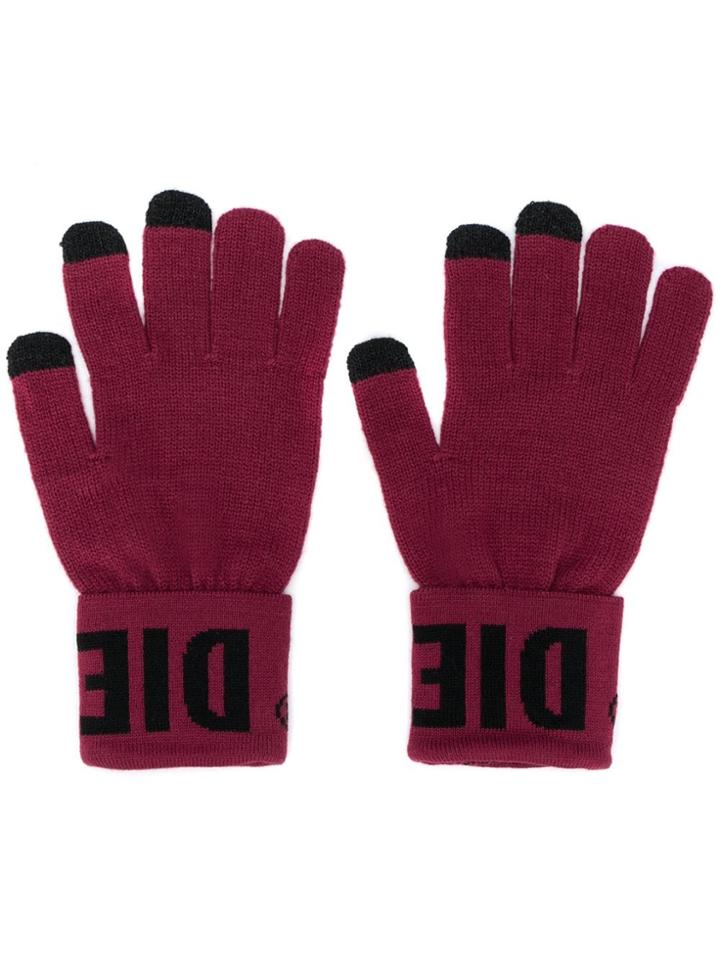Diesel Logo Cuff Gloves - Pink