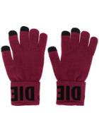Diesel Logo Cuff Gloves - Pink