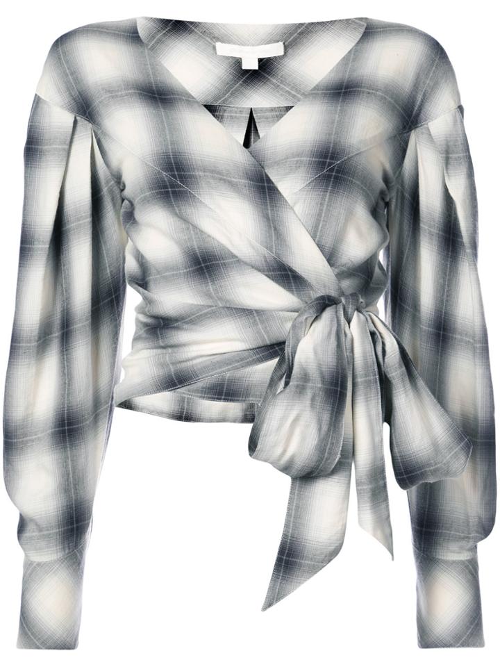 Jonathan Simkhai Plaid Wrap Top - Grey