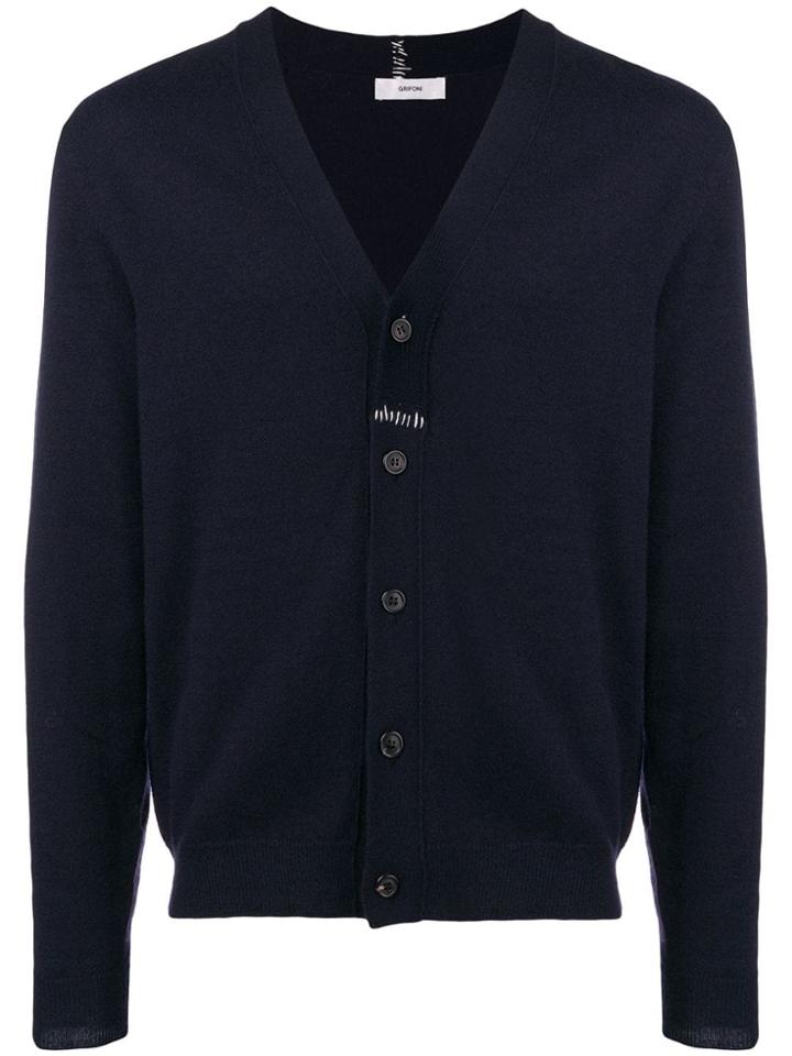 Mauro Grifoni Stitch Detail Cardigan - Blue