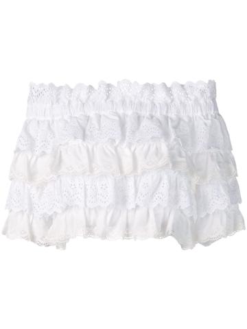 Dolce & Gabbana Cropped Frilled Blouse - White