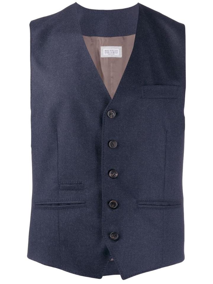 Brunello Cucinelli Slim-fit Tailored Waistcoat - Blue