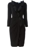 Blumarine Ruffled Wrap Dress, Women's, Size: 46, Black, Viscose/spandex/elastane/polyamide