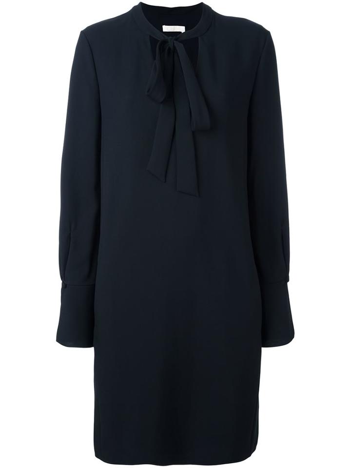 Chloé Neck Tie Dress, Women's, Size: 40, Blue, Acetate/viscose/silk