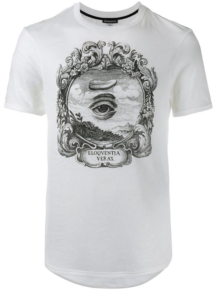 Ann Demeulemeester Black Eye Print T-shirt, Men's, Size: Medium, White, Cotton